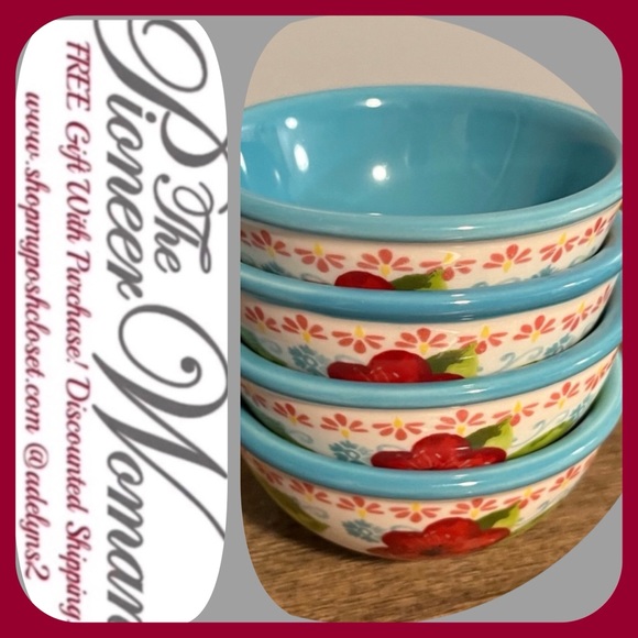 The Pioneer Woman Other - 🌺 New Pioneer Woman Mini Dipping Bowls, Set of 4, Retro - Wildflower Whimsy